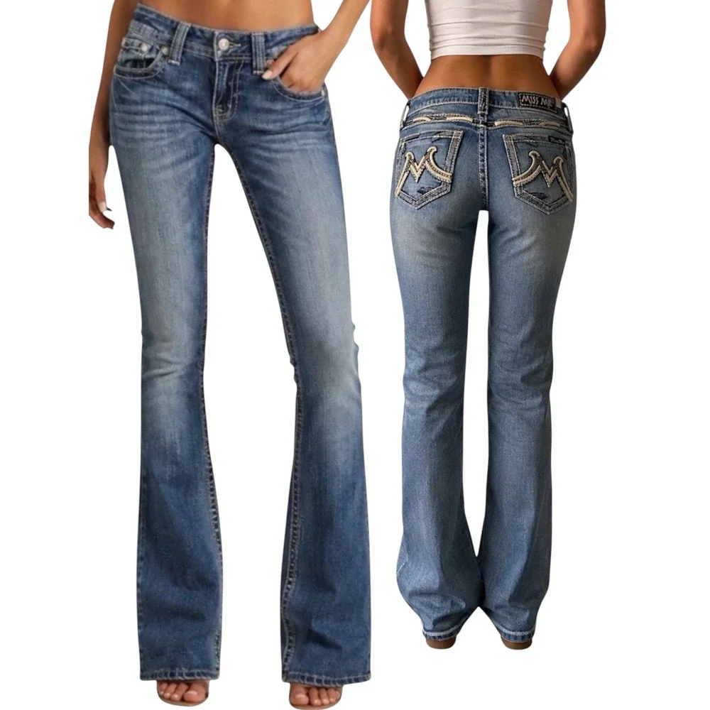 Miss Me Bootcut Jeans Size 30 Low Rise Embroidered Flap Pocket Y2K Western